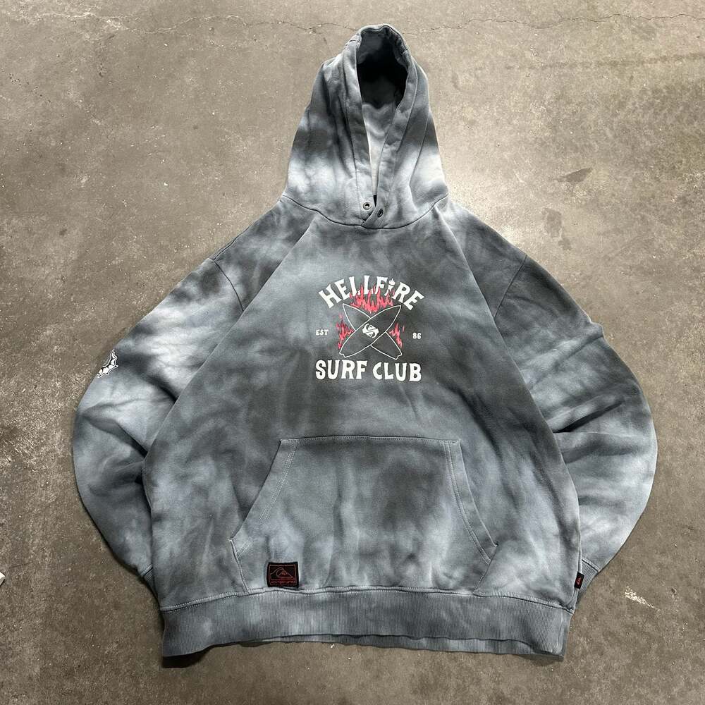Quiksilver x Stranger Things Hellfire Surf Club Tie-Dye Hoodie Sweatshirt XL